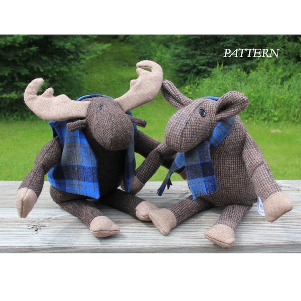 Moose PATTERN PDF, Murphy & Mabel, from woven or fleece fabrics, new or upcycled