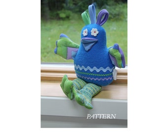 PATTERN PDF Snuggle Bird, Nest & Eggs Stuffed Toy or Decoration