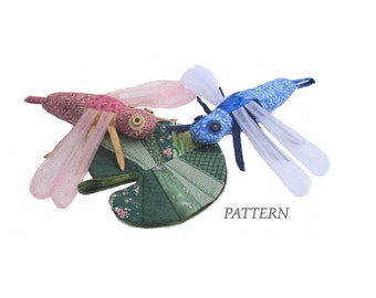 PATTERN PDF Scrap Bag Dragonfly & Lily Pad Stuffed Toy or Decoration