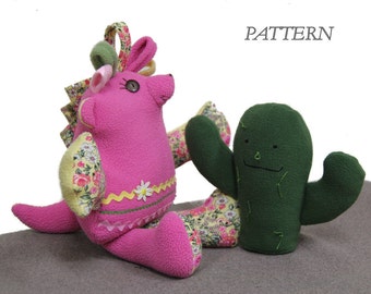 PATTERN PDF for Hedgehog Asaurus & Prickley the Cactus Stuffed Toy