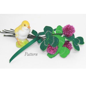 Pattern PDF for Felt Clover Bouquet Three & Four Leaf Clover and Flowers Instant Download