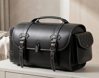 Handgemaakte premium leren motorachtertas vintage steampunk reisbagagetas