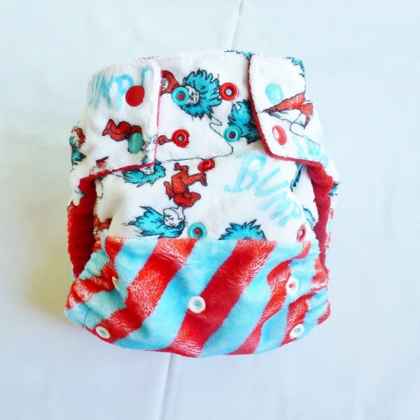 Snap Minky One-size Dr Suess Cat in the Hat Thing One & Thing 2 Pocket Diaper