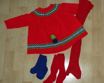 Gr. 86 Set fürs Kleinkind rotes Kleidchen