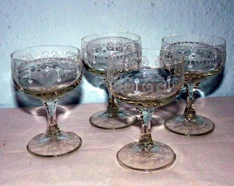 4 copas de coñac vintage con corte