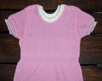 70er Babystrickstrampler rosa retro