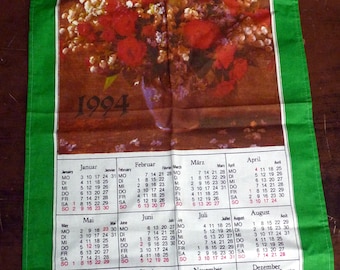 vintage Geschirrtuch Kalender 1994