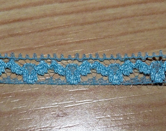 narrow vintage lace border blue