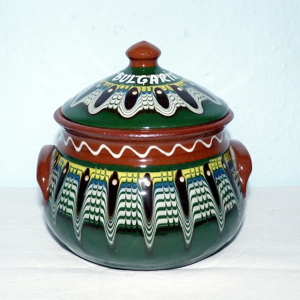 Keramik Deckeldose ungarisch Pfauenauge