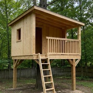 Backyard Treehouse Plans PDF | 8’ x 8’ DIY Treehouse Build Guide | Step-by-Step Woodworking Plans | Digital Download | Treehouse Blueprints
