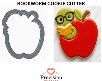 Bookworm Apple Cookie Cutter, Teacher Appreciation, Back To School, 3.5 Inch
