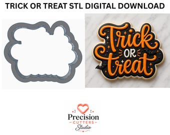 Trick or Treat Cookie Cutter STL File, Halloween Lettering (Digital Download) 4"