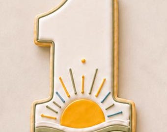 Number 1 Cookie Cutter, Large Base, One in the Sun Birthday, 3.5 Inch