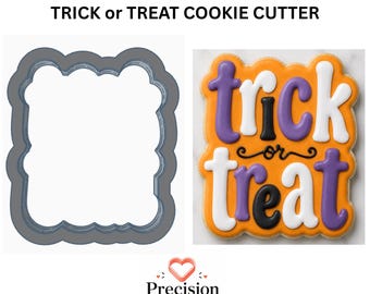 Trick Treat Cookie Cutter, Bubble Letter Halloween Sign, Pastel Spooky Decor, 3.5 Inch