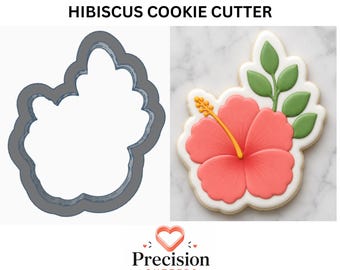 Hibiscus Cookie Cutter, Tropical Luau, Summer Floral, 3.5 Inch