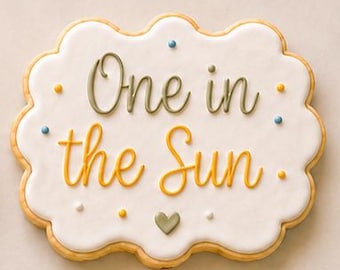 Scalloped Plaque Cookie Cutter, One in the Sun Theme, First Birthday Sign, 3.5 Inch