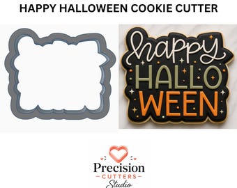 Happy Halloween Cookie Cutter, Fall Lettering Plaque, Spooky Season Favor