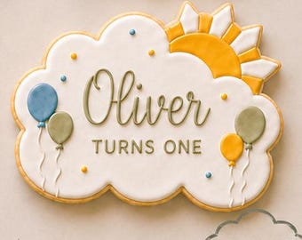 Cloud Plaque Cookie Cutter, One in the Sun Theme, First Birthday Sign, 3.5 Inch