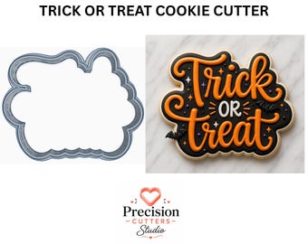 Trick or Treat Cookie Cutter, Halloween Lettering Plaque, Spooky Party Favor