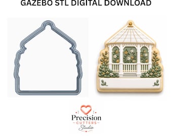 Gazebo Cookie Cutter STL File, 3D Print Digital Download, Garden Party Cutter File, 4 Inch
