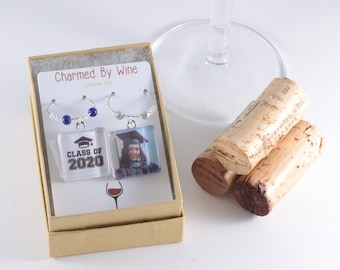 Graduation Wine Charms - Customized College Graduation Gift, Masters Degree, PhD Degree