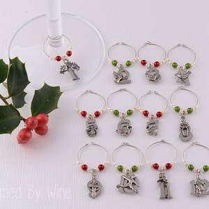 12 Days of Christmas: Holiday Wine Charms, Christmas Gifts, Holiday Decor, Secret Santa Gift image 2