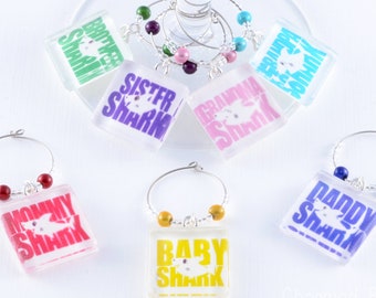 Shark Wine Charms: Choice of - Baby, Mommy, Daddy, Grandpa, Grandma, Sister, Brother