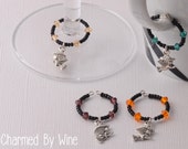 Halloween Wine Charms (Set of 4): Halloween Party, Halloween Decor, Witch Charms, October Gift, Witch and Broomstick