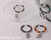 Halloween Wine Charms (Set of 4): Halloween Party, Halloween Decor, Witch Charms, October Gift, Witch and Broomstick