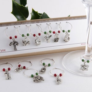 12 Days of Christmas: Holiday Wine Charms, Christmas Gifts, Holiday Decor, Secret Santa Gift image 1