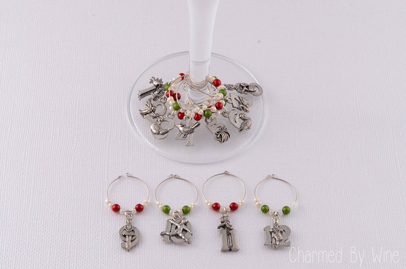 12 Days of Christmas: Holiday Wine Charms, Christmas Gifts, Holiday Decor, Secret Santa Gift image 3