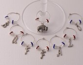 Buffalo Bills Wine Charms (Set of 8) - NFL, Bills, Football, Blue & Red, Team Spirit, Sports Fan, Buffalo
