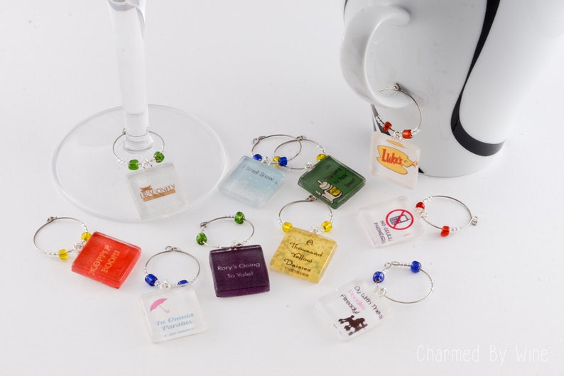 Gilmore Girls Wine Charms choose 2-8 charms: Luke's Diner, Dragonfly Inn, Stars Hollow, In Omnia Paratus Gilmore Girls Gift image 4