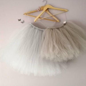 Grey Tulle Skirt, Adult and Child Tutu Skirts, Fluffy Tulle Tutus Flower Girl Bridesmaid Skirt, Tulle Wedding Skirts Custom Colours UK image 1