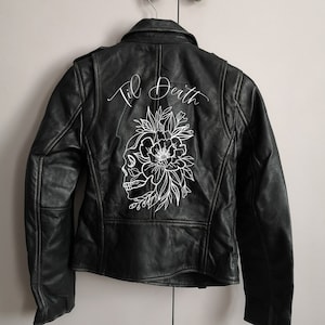 Floral Skull Til Death Jacket DIY Kit, Bridal Jacket Painting, Denim ou Leather Custom Jacket DIY Painting Kit. Peignez votre veste de mariage