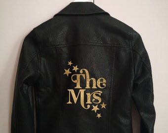 The Mrs Custom Jacket DIY Kit, Stars Bride Jacket, Denim or Leather Custom Wedding Jacket DIY Painting Kit. Paint Your Wedding Jacket