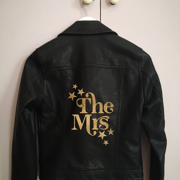 The Mrs Custom Jacket DIY Kit, Stars Bride Jacket, Denim or Leather Custom Wedding Jacket DIY Painting Kit. Paint Your Wedding Jacket