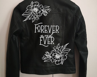 Personalised Leather Jacket Kit, DIY Wedding Jacket, Custom Leather or Denim Bride Jacket DIY Painting Kit, Custom Name or Text. Bride Gift.