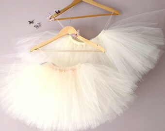 ◆BITTER CELLS◆ Coco Tutu Skirt Cream Adult Tutu Skirt, Classic Elastic 3 Layer Tulle Tutu for