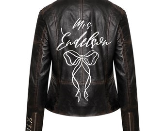 Custom Bridal Leather Jacket DIY Calligraphy Kit, Painted Wedding jacket, Personalised Bride Leather or Denim Jacket, Paint it Yourself Kit