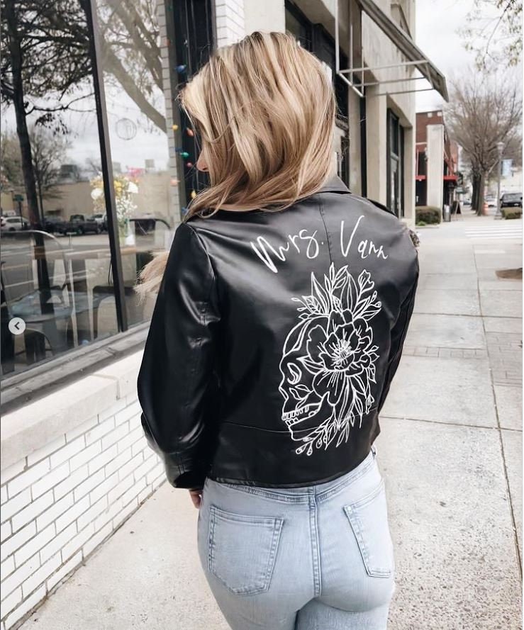 Leather jacket Twinset - Floral embroidered faux leather jacket -  192TP276000006