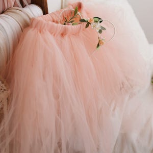 Peach, Blush Pink or Custom Colour Calf Length Tutu Tulle Skirt, Bridesmaid tutu, Ballet Tutu, Flower Girl Dress, Long Tulle Tutu Skirt UK image 5