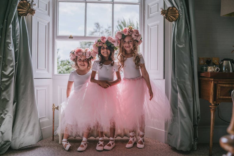 Pink Purple/lavender Flower Girl Tutus Long Tulle Skirts Etsy