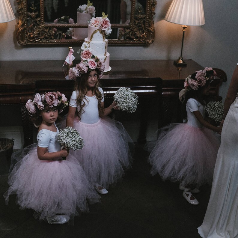 Pink Purple/lavender Flower Girl Tutus Long Tulle Skirts Etsy UK