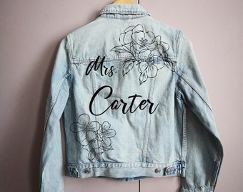 Bachelorette Jacket Personalized Denim Wedding Jacket, DIY Kit, Gift for Bride, Custom Jean Jacket, Wedding Jacket Custom Name