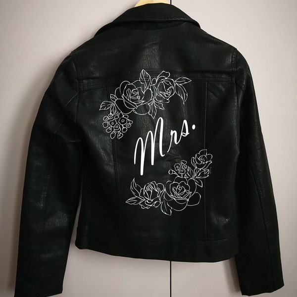 Rose Wedding Jacket DIY Kit, Denim Bridal Jacket, Bespoke Denim or Leather Mrs Jacket DIY Painting Kit. Paint Your Own Jacket