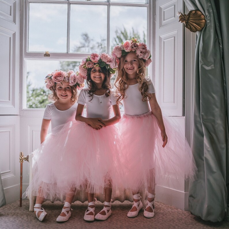 Flower girl skirt UK Tulle Ballet Tutu Skirt Ankle Length WhiteIvoryPeachCustom Colour Tulle Skirt Bridesmaid tutu Bridesmaid Skirt