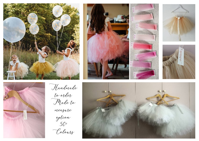 Peach, Blush Pink or Custom Colour Calf Length Tutu Tulle Skirt, Bridesmaid tutu, Ballet Tutu, Flower Girl Dress, Long Tulle Tutu Skirt UK image 2