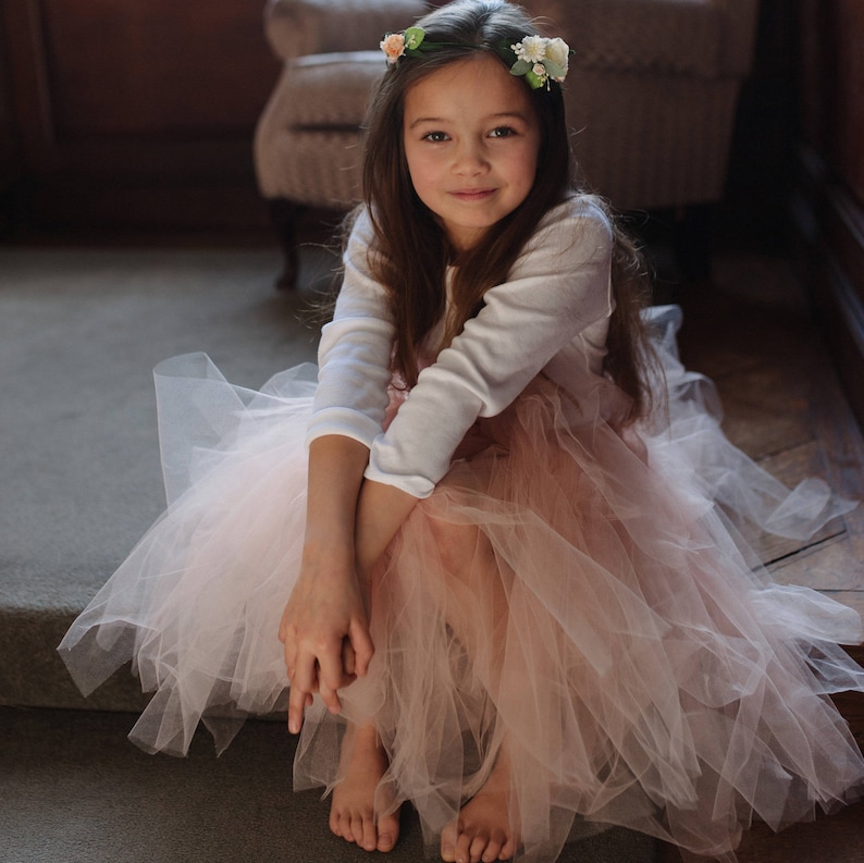 Flower girl skirt UK Tulle Ballet Tutu Skirt Ankle Length WhiteIvoryPeachCustom Colour Tulle Skirt Bridesmaid tutu Bridesmaid Skirt