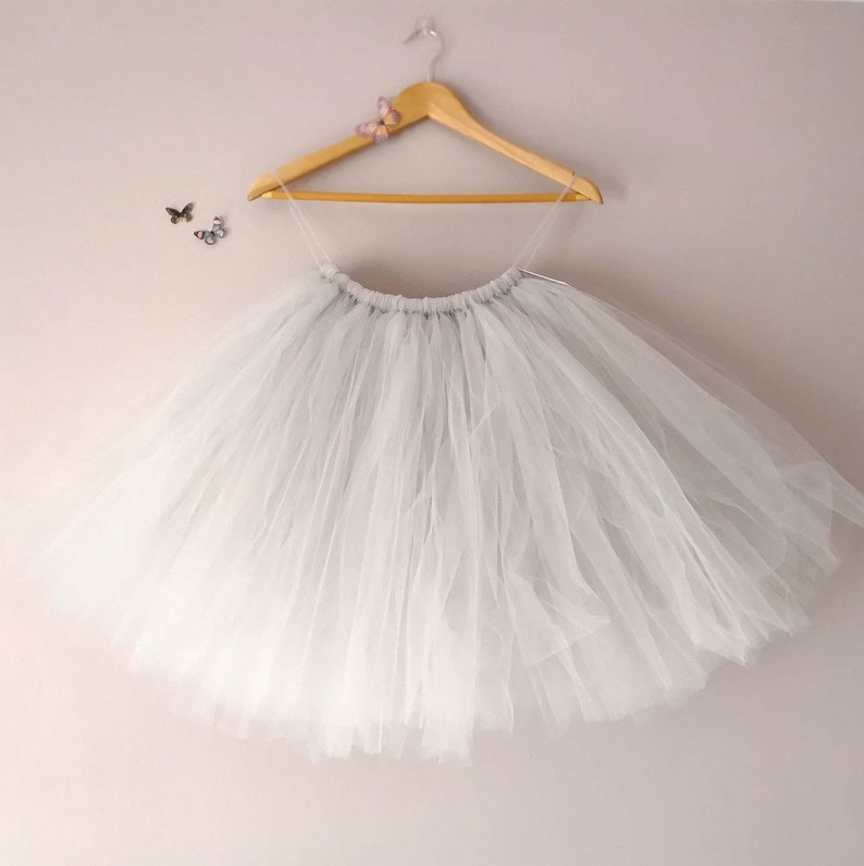 Grey Tulle Skirt, Adult and Child Tutu Skirts, Fluffy Tulle Tutus Flower Girl Bridesmaid Skirt, Tulle Wedding Skirts Custom Colours UK image 6